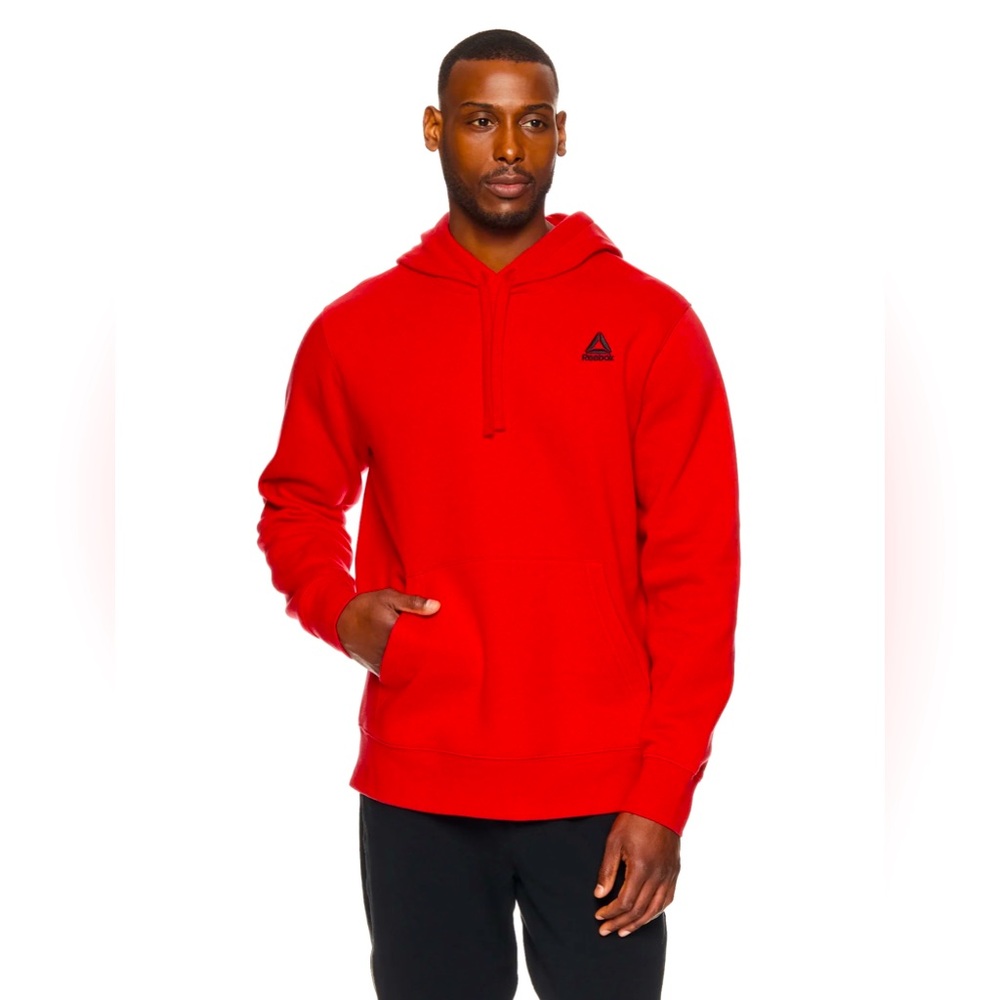 Reebok Delta Logo Fleece Hooded Sweatshirt, RED Size Men’s Medium